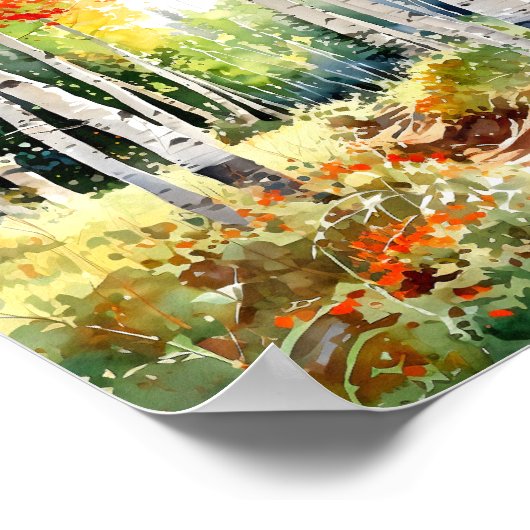 Berkenbos schilderij Poster (Hoek)