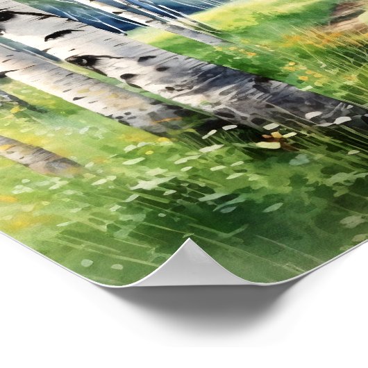 Berkenbos schilderij Poster (Hoek)