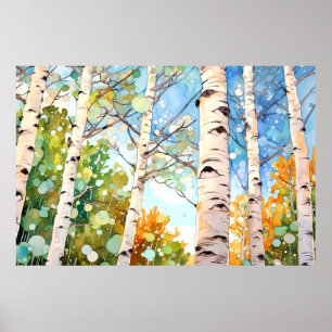 Berkenbos Waterverf schilderij Art Print