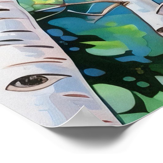 Berkenbos Waterverf schilderij Art Print (Hoek)