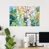 Berkenbos Waterverf schilderij Art Print (Thuiskantoor)