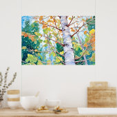 Berkenbos Waterverf schilderij Art Print (Keuken)