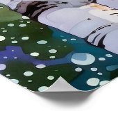 Berkenbos Waterverf schilderij Art Print (Hoek)