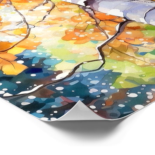 Berkenbos Waterverf schilderij Poster (Hoek)