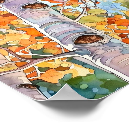 Berkenbos Waterverf schilderij Poster (Hoek)