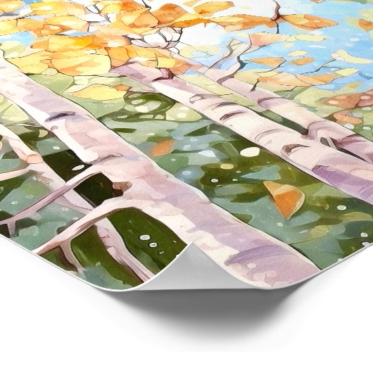 Berkenbos Waterverf schilderij Poster (Hoek)