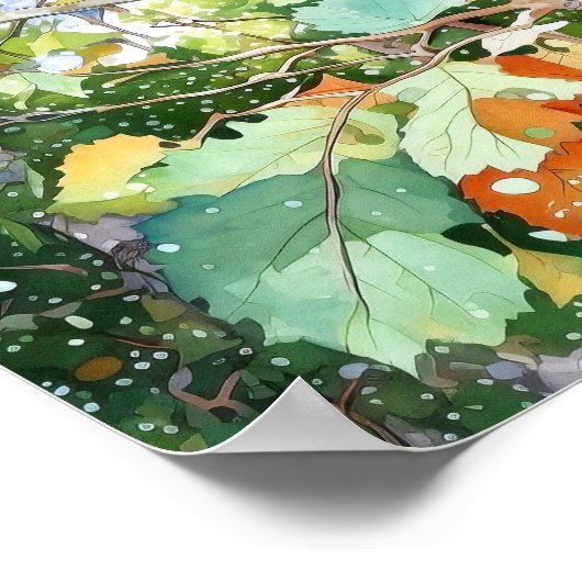 Berkenbos Waterverf schilderij Poster (Hoek)