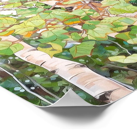 Berkenbos Waterverf schilderij Poster (Hoek)