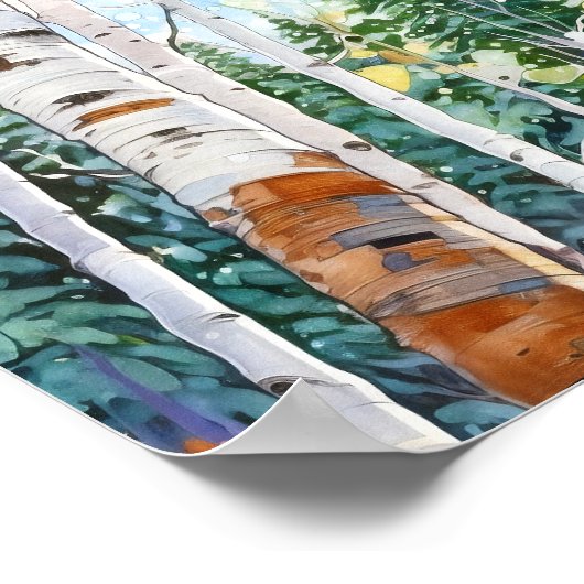 Berkenbos Waterverf schilderij Poster (Hoek)