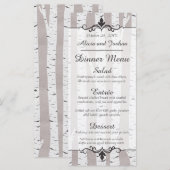 Berkenehout Rustieke Natuurlijke Trouwdag Diner Me Menu (Voorkant / Achterkant)