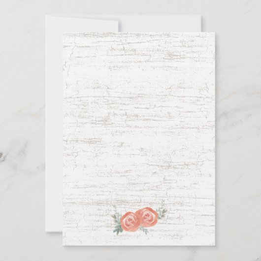 Berkenhout en Rozen Bruiloft Kaart (Achterkant)