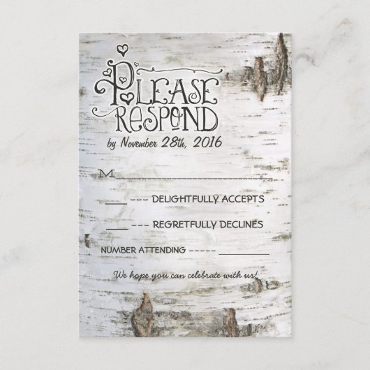 berkenhuwelijk RSVP Kaartje (Voorkant)