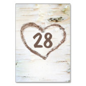 Berkenschors gesneden hart rustieke bruiloft kaart (Achterkant)