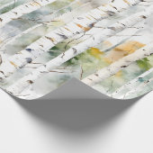 Berkenschors groene waterverf cadeaupapier (Hoek)