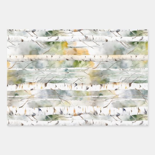 Berkenschors groene waterverf inpakpapier vel (Voorkant 2)