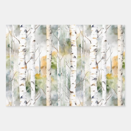Berkenschors groene waterverf inpakpapier vel (Voorkant)