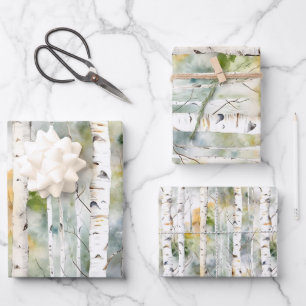 Berkenschors groene waterverf inpakpapier vel