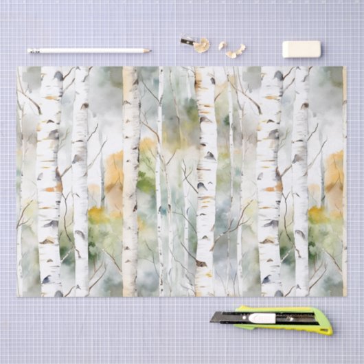 Berkenschors groene waterverf Weefselpapier Tissuepapier (Craft)