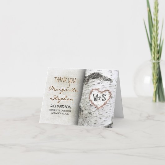 Berkenschorshart - Rustieke boom bruiloft bedankje Bedankkaart (Voorkant)