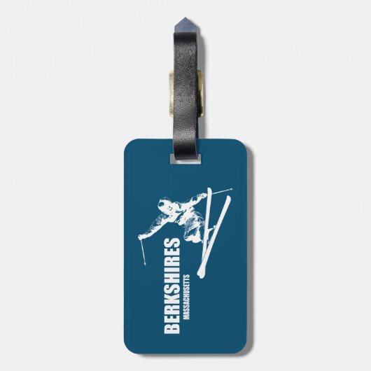 Berkshires Massachusetts Skier Bagagelabel (Achterkant verticaal)