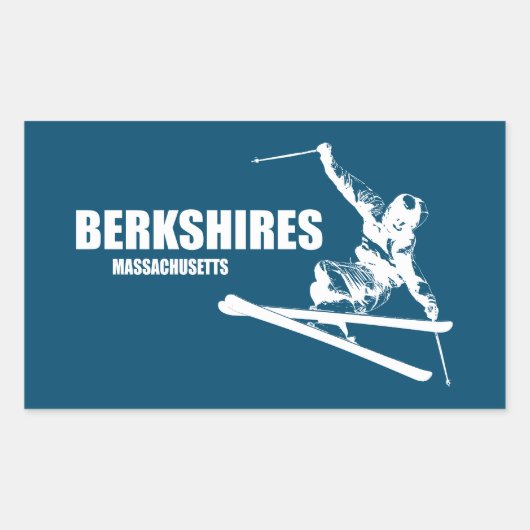 Berkshires Massachusetts Skier Rechthoekige Sticker (Voorkant)