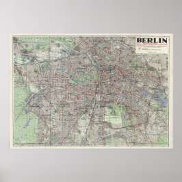 Berlijn 1930 Kaart, Duitsland Kaart, Vintage Muurk Poster