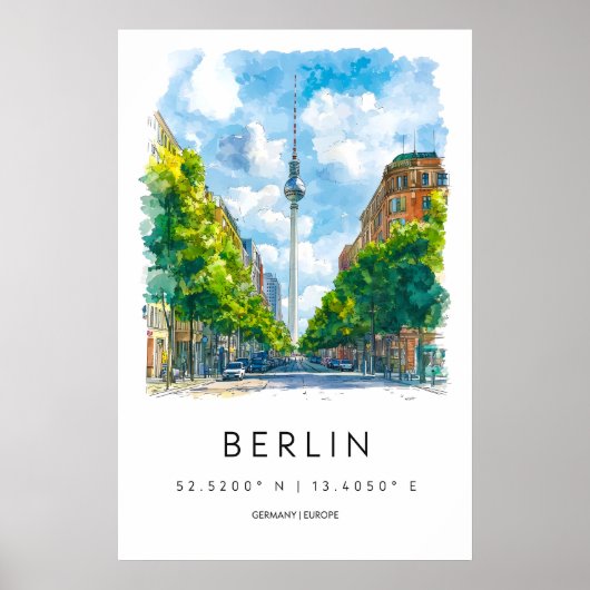 Berlijn Aquarel 1 Poster (Voorkant)