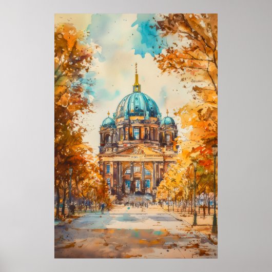 Berlijn Aquarel 2 Poster (Voorkant)