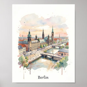 Berlijn aquarel kunst poster