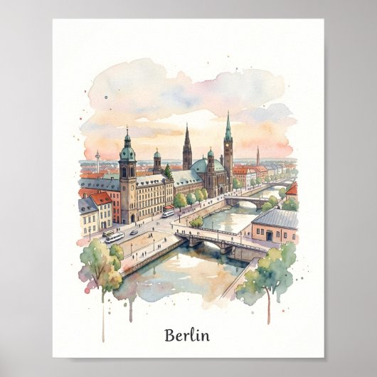 Berlijn aquarel kunst poster (Voorkant)