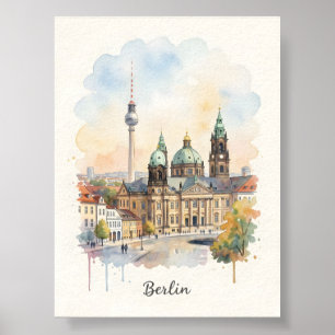 Berlijn aquarel kunst poster