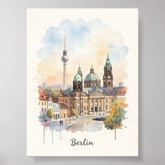 Berlijn aquarel kunst poster (Voorkant)