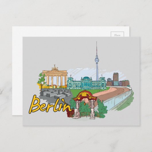 Berlijn, beroemde stad Duitsland Briefkaart (Voorkant / Achterkant)