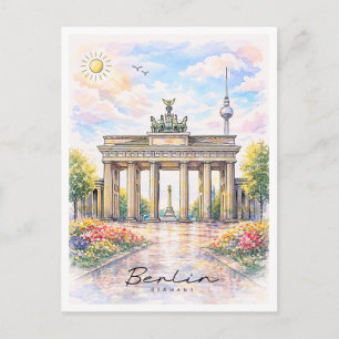 Berlijn Brandenburgse Poort Aquarel Duitsland Feestdagenkaart