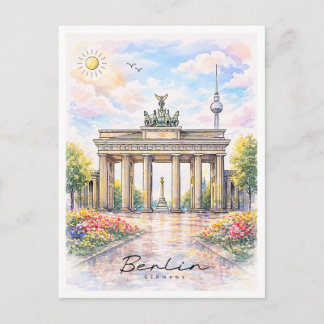 Berlijn Brandenburgse Poort Aquarel | Duitsland Feestdagenkaart