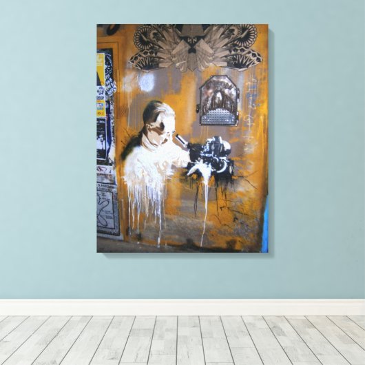 Berlijn camera Graffiti Straatkunst, echte wereld Canvas Afdruk (Insitu (Houten vloer))