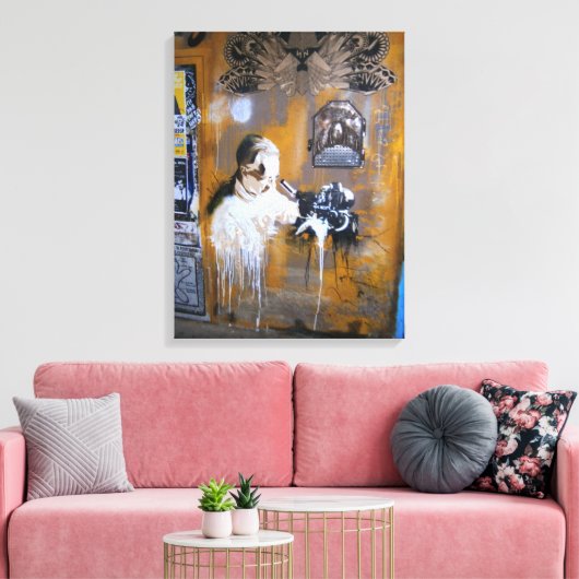 Berlijn camera Graffiti Straatkunst, echte wereld Canvas Afdruk (Insitu (Woonkamer))