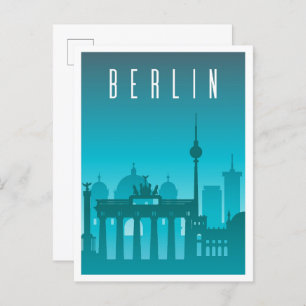 Berlijn Duitsland Art Vintage Travel Illustration Briefkaart