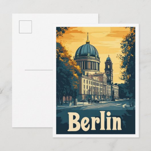 Berlijn Duitsland Art Vintage Travel Illustration Briefkaart (Voorkant / Achterkant)