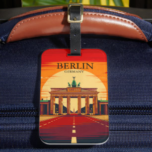 Berlijn Duitsland Brandenburgpoort Retro Reis Kuns Bagagelabel