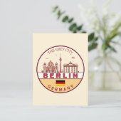 Berlijn Duitsland City Skyline Emblem Briefkaart (Staand voorkant)