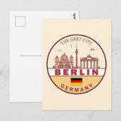 Berlijn Duitsland City Skyline Emblem Briefkaart (Voorkant / Achterkant)