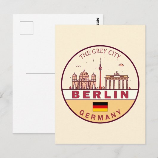 Berlijn Duitsland City Skyline Emblem Briefkaart (Voorkant / Achterkant)