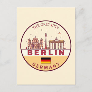 Berlijn Duitsland City Skyline Emblem Briefkaart