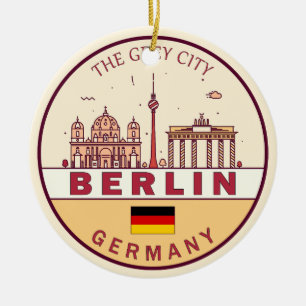 Berlijn Duitsland City Skyline Emblem Keramisch Ornament