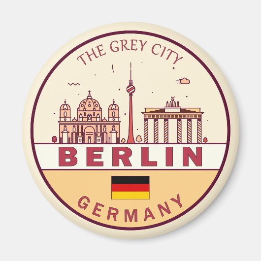 Berlijn Duitsland City Skyline Emblem Magneet (Voorkant)
