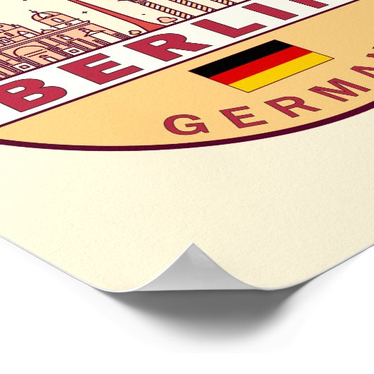 Berlijn Duitsland City Skyline Emblem Poster (Hoek)