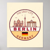 Berlijn Duitsland City Skyline Emblem Poster (Voorkant)