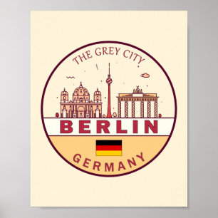 Berlijn Duitsland City Skyline Emblem Poster
