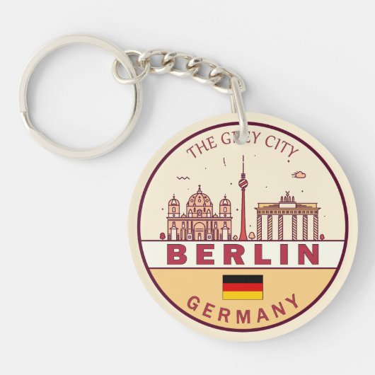 Berlijn Duitsland City Skyline Emblem Sleutelhanger (Voorkant)